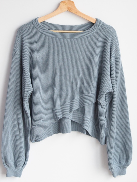 lululemon athletica Sweaters - Lululemon Reversible Crossover Sweater Chambray Size 8